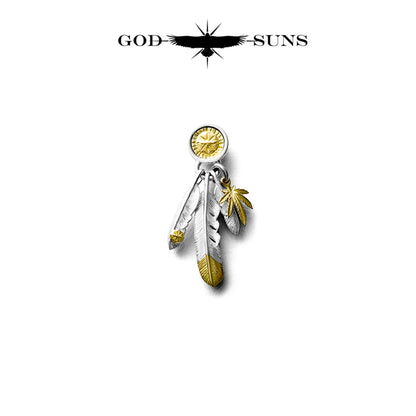SP Custom Feather x Ganja Earrings - With Seal Metal SP Model (Right) Small SV x K18 TYPE
