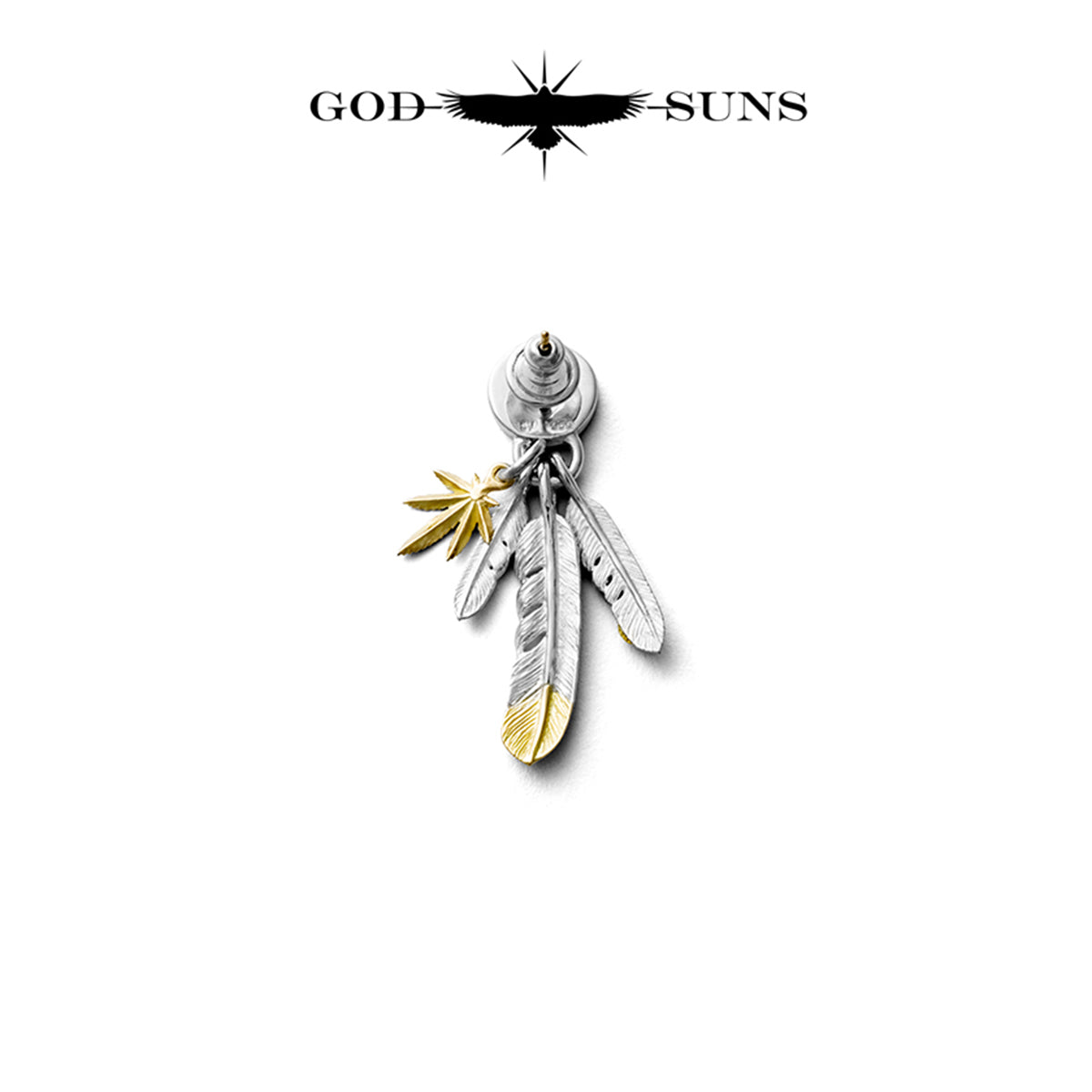 SP Custom Feather x Ganja Earrings - With Seal Metal SP Model (Right) Small SV x K18 TYPE