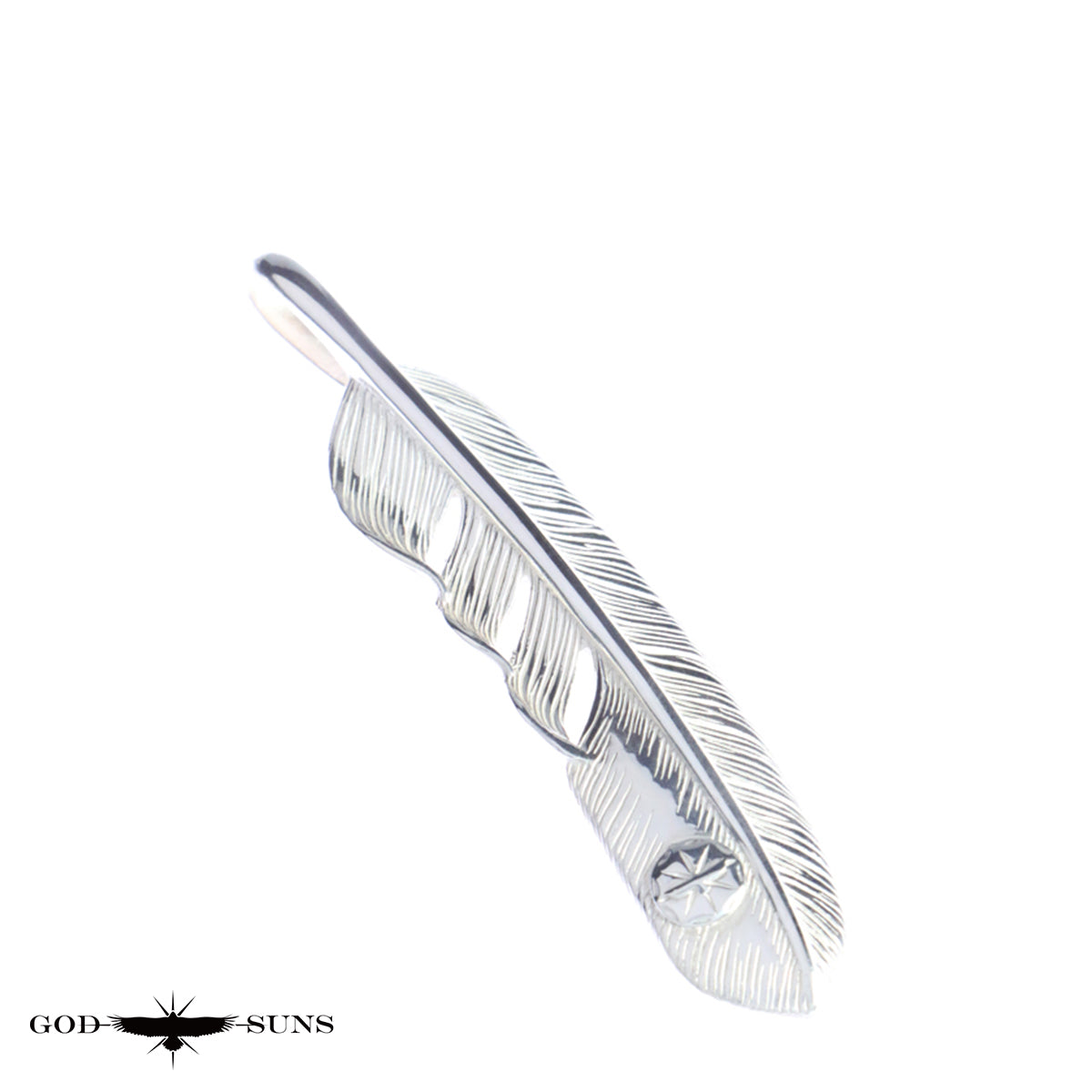 Extra large plain feather with SV metal (left facing) 74mm type