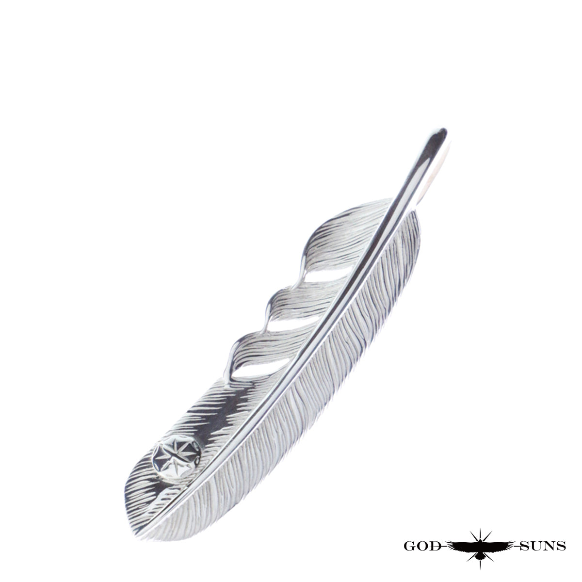 Extra large plain feather with SV metal (left facing) 74mm type