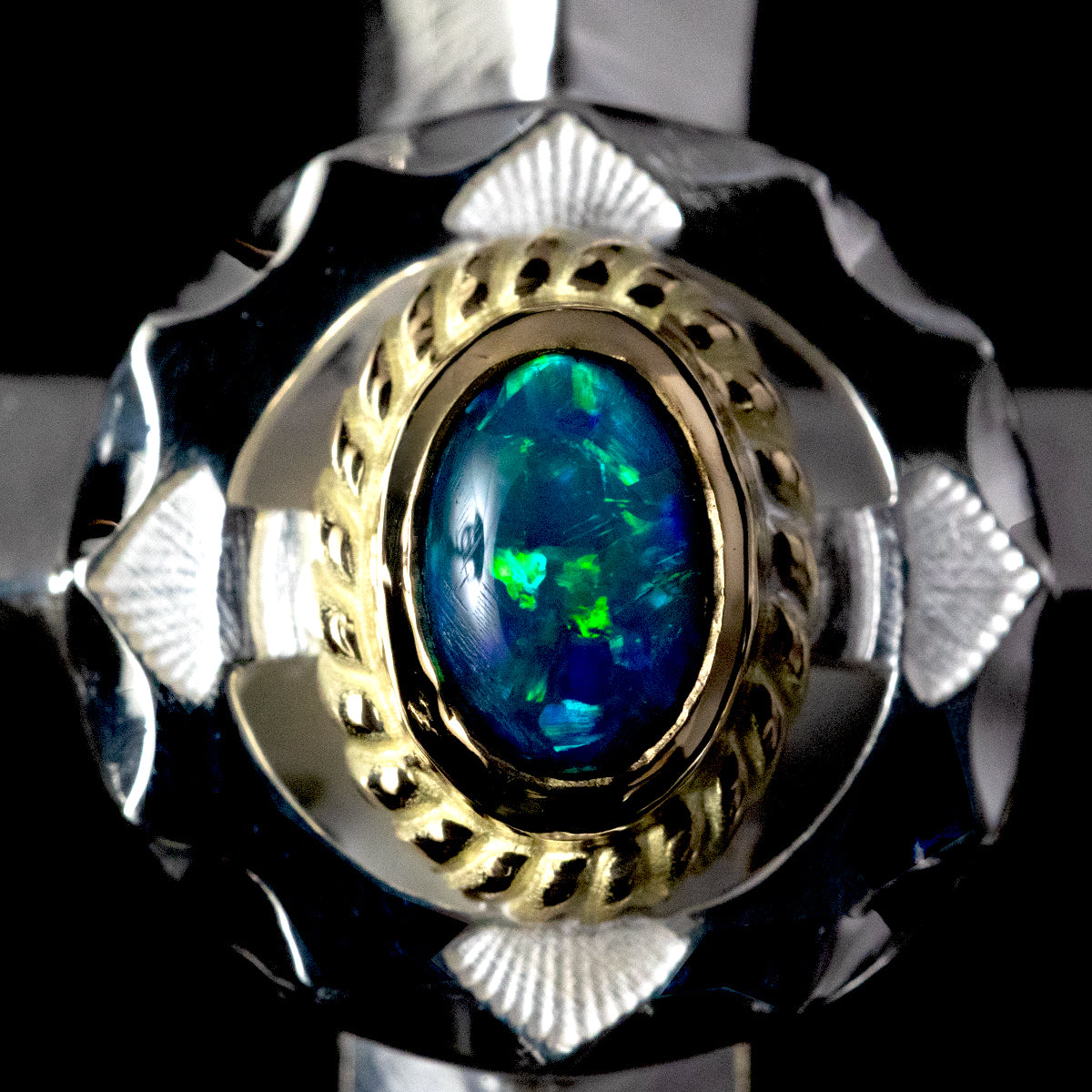 特注クロストップ中～イーグル×金縄ブラックオパール×ドロップK18アポロTYPE～