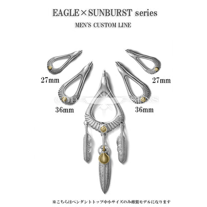 Eagle x Sunburst Pendant Top (Silver Plain) Female Eagle Model Medium 33mm